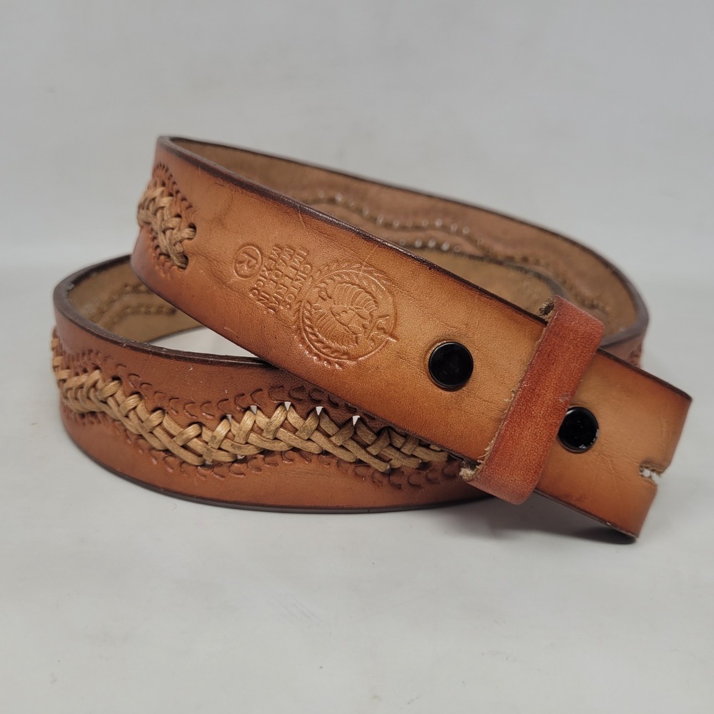 Cintos Imperial Belt 40 Brown Leather Woven Tooled Western Cowboy Artisan Mexico